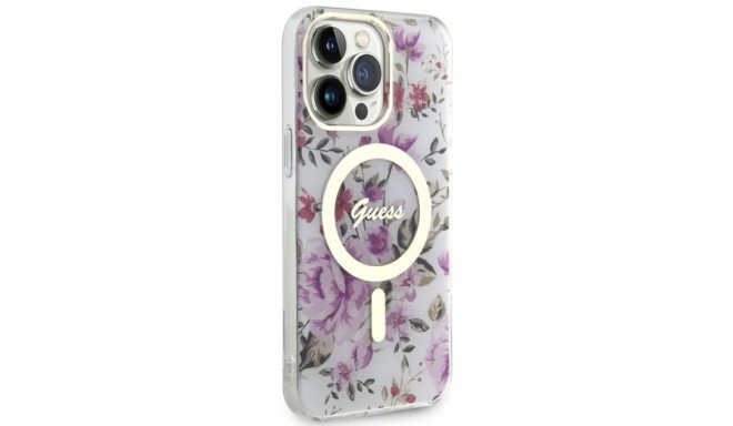 Guess GUHMP14XHCFWST iPhone 14 Pro Max 6.7" läbipaistev kõvakate lilleline MagSafe