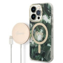 Guess GUBPP14LHJEACSA Case+ Charger Set iPhone 14 Pro 6.1" green/green hard case Jungle MagSafe