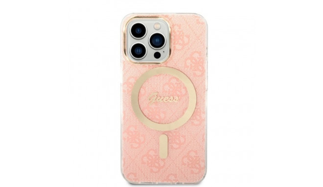 Guess Set GUBPP13LH4EACSP ümbris+laadija iPhone 13 Pro roosa kõva ümbris 4G trükk MagSafe