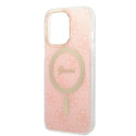 Guess GUBPP13LH4EACSP Set Case+ Charger iPhone 13 Pro pink/pink hard case 4G Print MagSafe