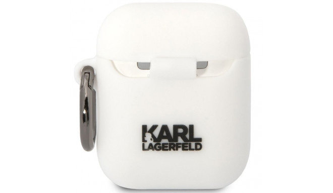 Karl Lagerfeld KLACA2SILKCW AirPods 1/2 ümbris valge silikoon Karl & Choupette