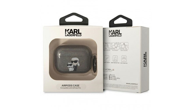 Karl Lagerfeld KLAPHNKCTGK Airpods Pro cover black/black Glitter Karl&Choupette