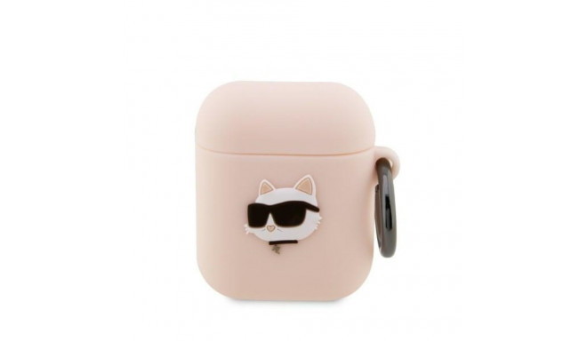 Karl Lagerfeld KLA2RUNCHP AirPods 1/2 cover pink/pink Silicone Choupette Head 3D