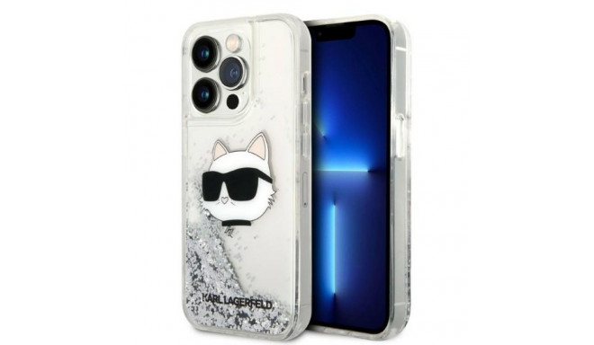 Karl Lagerfeld KLHCP14XLNCHCS iPhone 14 Pro Max 6.7" hõbedane kõvakate glitter Choupette pea