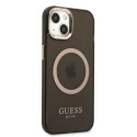 Guess GUHMP13MHTCMK iPhone 13 / 14 / 15 6.1" black/black hard case Gold Outline Translucent MagSafe