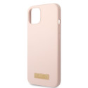 Guess GUHMP13MSBPLP iPhone 13 / 14 / 15 6.1" pink/pink hard case Silicone Logo Plate MagSafe