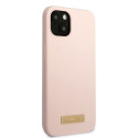 Guess GUHMP13MSBPLP iPhone 13 / 14 / 15 6.1" pink/pink hard case Silicone Logo Plate MagSafe