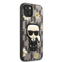 Karl Lagerfeld KLHCP13MPMNFIK1 iPhone 13 / 14 / 15 6.1" gray/grey Flower Ikonik Karl
