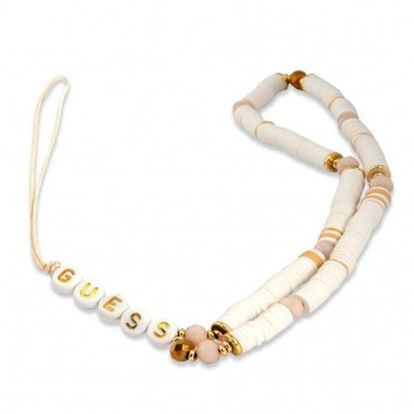 Guess Phone Strap GUSTPEARW white Heishi Beads