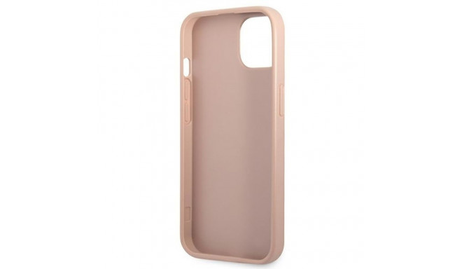 Guess GUHCP13SPSATPP iPhone 13 mini 5.4" roosa kõvakaaneline SaffianoTriangle Logo kaarditaskuga