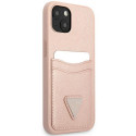 Guess GUHCP13MPSATPP iPhone 13 / 14 / 15 6.1" pink/pink hardcase SaffianoTriangle Logo Cardslot
