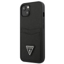 Guess GUHCP13SPSATPK iPhone 13 mini 5.4" black/black hardcase SaffianoTriangle Logo Cardslot