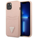 Guess GUHCP13SPSATPP iPhone 13 mini 5.4" pink hardcase SaffianoTriangle Logo Cardslot