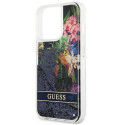 Guess GUHCP13LLFLSB iPhone 13 Pro / 13 6.1" blue/blue hardcase Flower Liquid Glitter