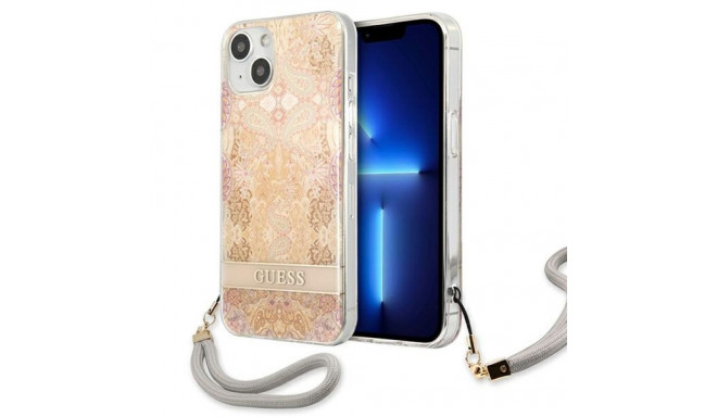 Guess GUHCP13SHFLSD iPhone 13 mini 5.4" kuldne kõvakorpus Flower Strap