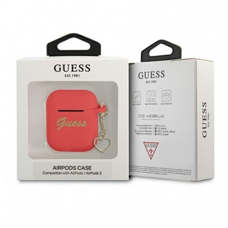 Guess GUA2LSCHSR AirPods cover red Silicone Charm Heart Collection