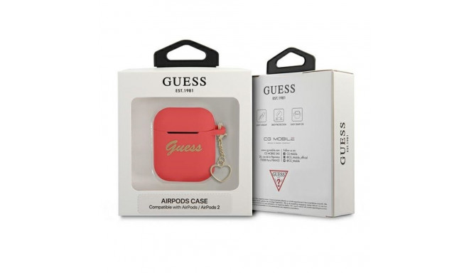 Guess GUA2LSCHSR AirPods 1/2 cover red/red Silicone Charm Heart Collection