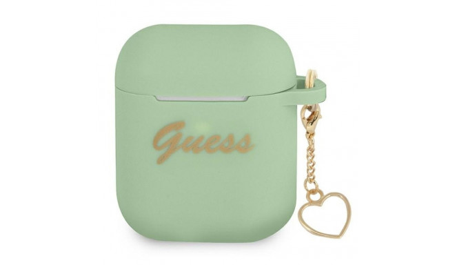 Guess GUA2LSCHSN AirPods 1/2 cover green/green Silicone Charm Heart Collection