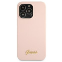 Guess GUHMP13XLSLMGLP iPhone 13 Pro Max 6.7" light pink/light pink hardcase Silicone Script Gold Log