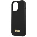 Guess GUHCP13XLSLMGBK iPhone 13 Pro Max 6.7" black/black hardcase Silicone Script Gold Logo Guess GUHCP13XLSLMGBK iPhone 13 Pro Max 6.7" black/black hardcase Silicone Script Gold Logo