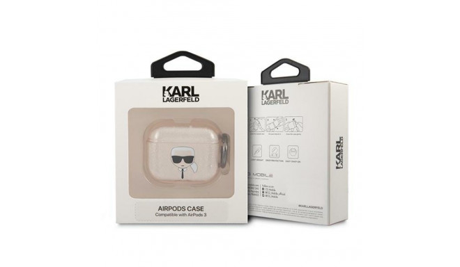 Karl Lagerfeld KLA3UKHGD AirPods 3 cover gold/gold Glitter Karl`s Head