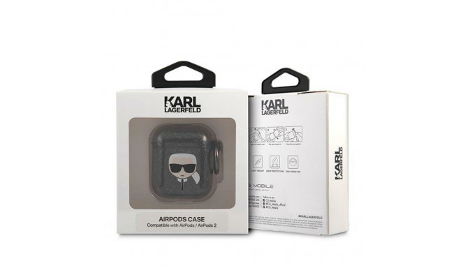 Karl Lagerfeld KLA2UKHGK AirPods 1/2 cover black/black Glitter Karl`s Head