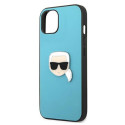 Karl Lagerfeld KLHCP13SPKMB iPhone 13 mini 5.4" blue/blue hardcase Leather Ikonik Karl`s Head Metal