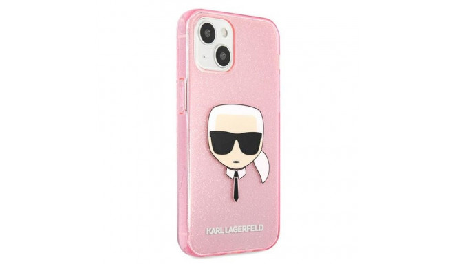 Karl Lagerfeld KLHCP13SKHTUGLP iPhone 13 mini 5.4" roosa kõvakaaneline ümbris Glitter Karl`s Head