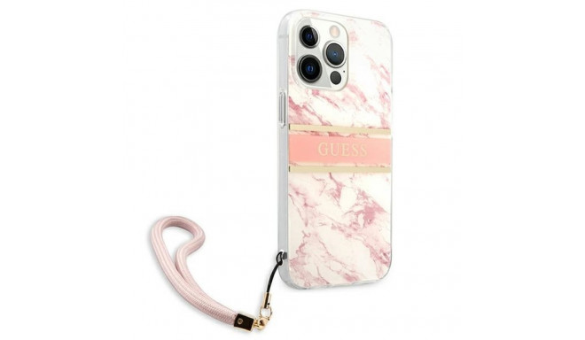 Guess GUHCP13XKMABPI iPhone 13 Pro Max 6.7" roosa kõvakaanega Marble Strap Collection