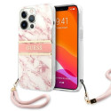 Guess GUHCP13XKMABPI iPhone 13 Pro Max 6.7" pink/pink hardcase Marble Strap Collection