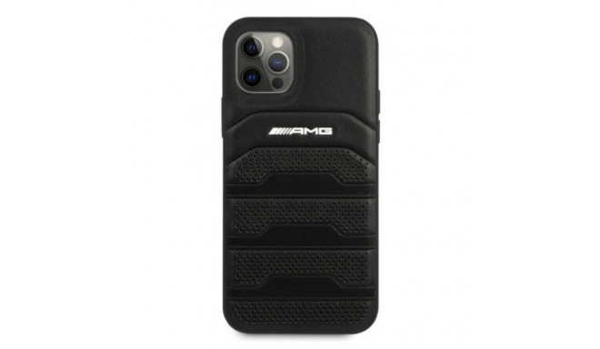 AMG AMHCP12LGSEBK iPhone 12 Pro Max 6.7" black/black hardcase Leather Debossed Lines