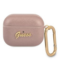 Guess GUAPSASMP AirPods Pro cover pink/pink Saffiano Script Metal Collection