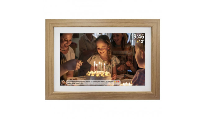 Denver photo frame with FRAMEO FHD 15.6" 8GB light wood