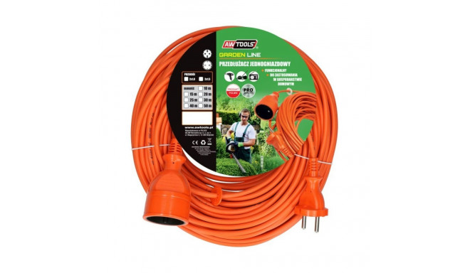 AWTOOLS GARDEN EXTENSION CORD SINGLE SOCKET 40m WITHOUT GROUNDING / 2x1.0mm / 6A / 230V / 1500W