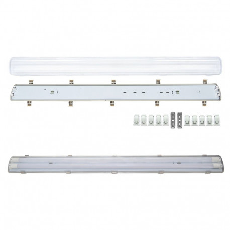 hermeetiline tööstuslik valgusti ip65 led 2x120cm t8 g13 kahepoolse toitega