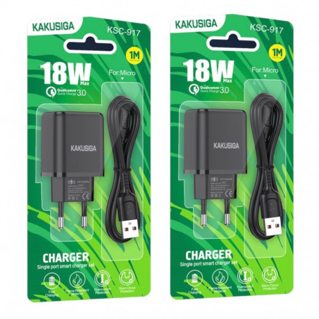 KAKUSIGA KSC-917 charger | 18W | 3A + USB-C cable 1m black