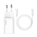 Seina kiirlaadija Super Si 25W USB-C QC3.0 PD koos USB-C 1m kaabliga, valge