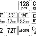 Tööriistakomplekt 1/4" , 1/2" , 3/8" (128 tk) YT-38872 YATO