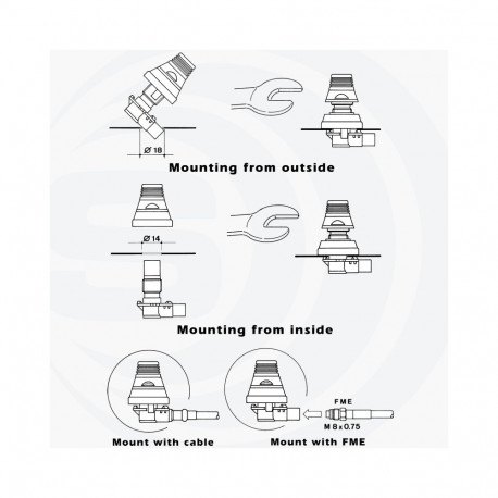 Sirio SKB 108-960 1/4 MAG/FME magnetantenn - VALI JUURDE ADAPTER!