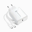 FORCELL F-ENERGY TFK-TC-25WPD travel charger Type C + cable Type C to Type C PD Q.C 3A 25W white