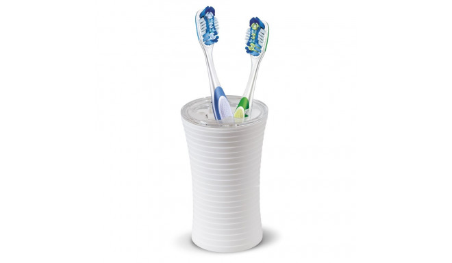 Tatkraft Bianco Toothbrush Holder/ Toothbrush and Toothpaste Tumbler White Shatterproof Acrylic