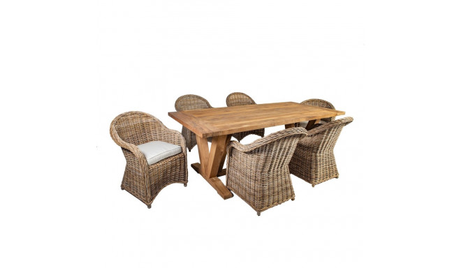 Garden furniture set KATALINA table and 6 chairs (42052) 220x100xH78cm, material: recycled teak wood