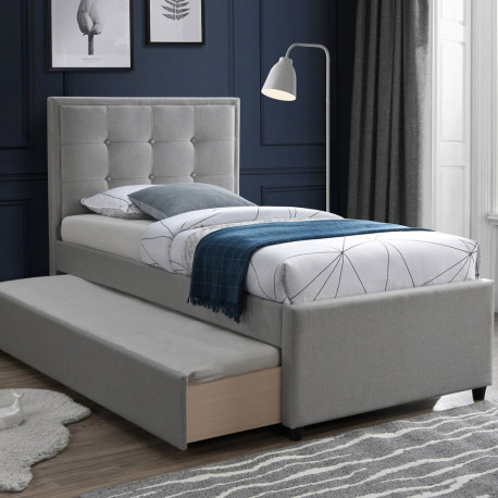 Bed OSWALDO 90x200cm, with mattress HARMONY UNO, platinum grey