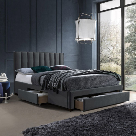 Bed GRACE with mattress HARMONY DELUX 160x200cm, dark grey