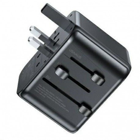 AWEI võrgualaldi 2xUSB+3xUSB-C C-39 35W 4in1 US/AU/EU/UK must universaalne reis GaN laadija