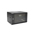 Wall-mounted network cabinet 19" 6U rack 600x450, door pane, black, unspoiled, folded, 60kg