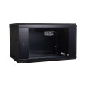 Wall-mounted network cabinet 19" 4U rack 600x450, door pane, black, unfolded, unfolded, 60kg