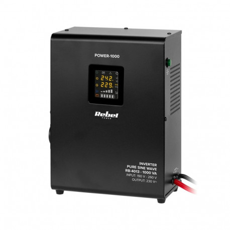 Rebel POWER-1000 Wall-Mounted Emergency Power Supply - converter with pure sine wave and charging fu