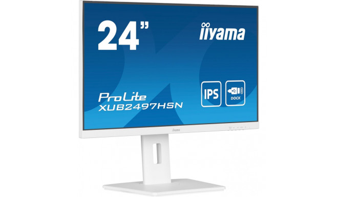 "61cm/24"" (1920x1080) iiyama ProLite XUB2497HSN-W1 16:9 FHD IPS HDMI DP USB-C Speaker Pivot White"