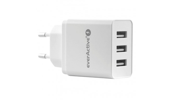 PHONE CHARGER 3X USB 3, 4A WHITE